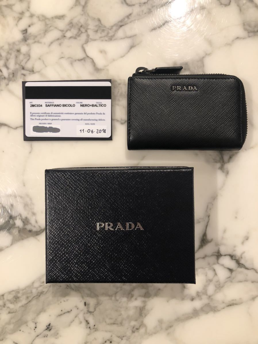 PRADA プラダ 黒 レザー 財布 三つ折り財布 ブラック サフィアーノ