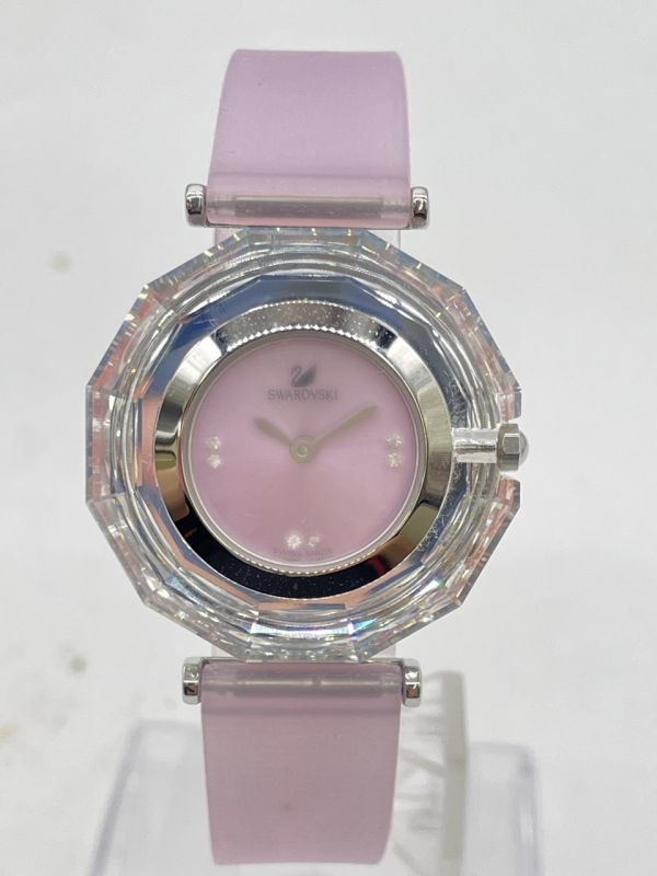 1102-267K⑤12702　SWAROVSKI スワロフスキー　腕時計　レディース/女性　ピンク文字盤　ラバーバンド　箱あり