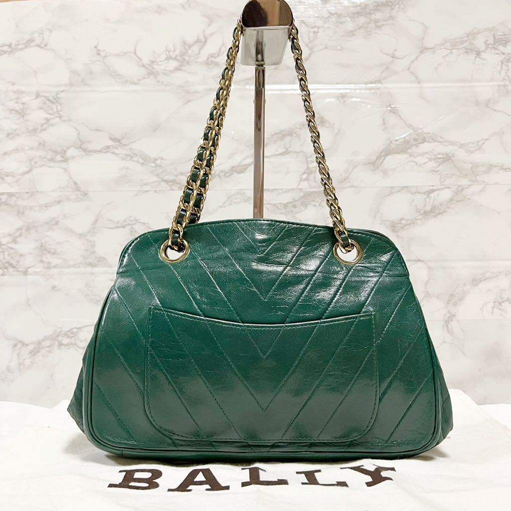 1円～ 【極稀品】 BALLY バリー がま口 ショルダーバッグ チェーン 