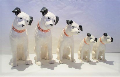 ビクター犬　ニッパーくん　5体セット ビクター Victor ニッパーくん 5体セット 陶器 置物 ビクター犬