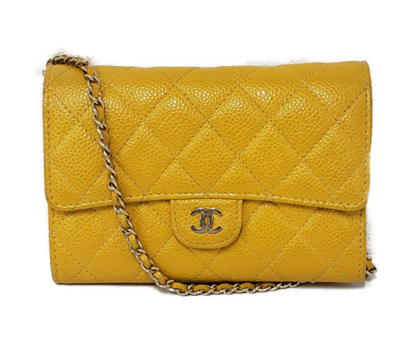  再 CHANEL シャネル マトラッセ キャビアスキン チェーンウォレット ショルダーバッグ レディース イエロー 65560(女性用財布)｜売買されたオークション情報、yahooの商品情報をアーカイブ公開 服飾小物