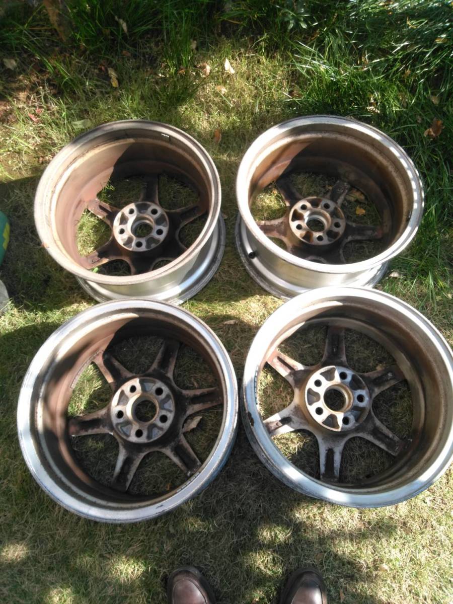 三菱ランサーエボリューション8ＧSRCT9A純正ホイール4本セット。17インチ8J+38PCD114.3ハブ径67㎜5H。