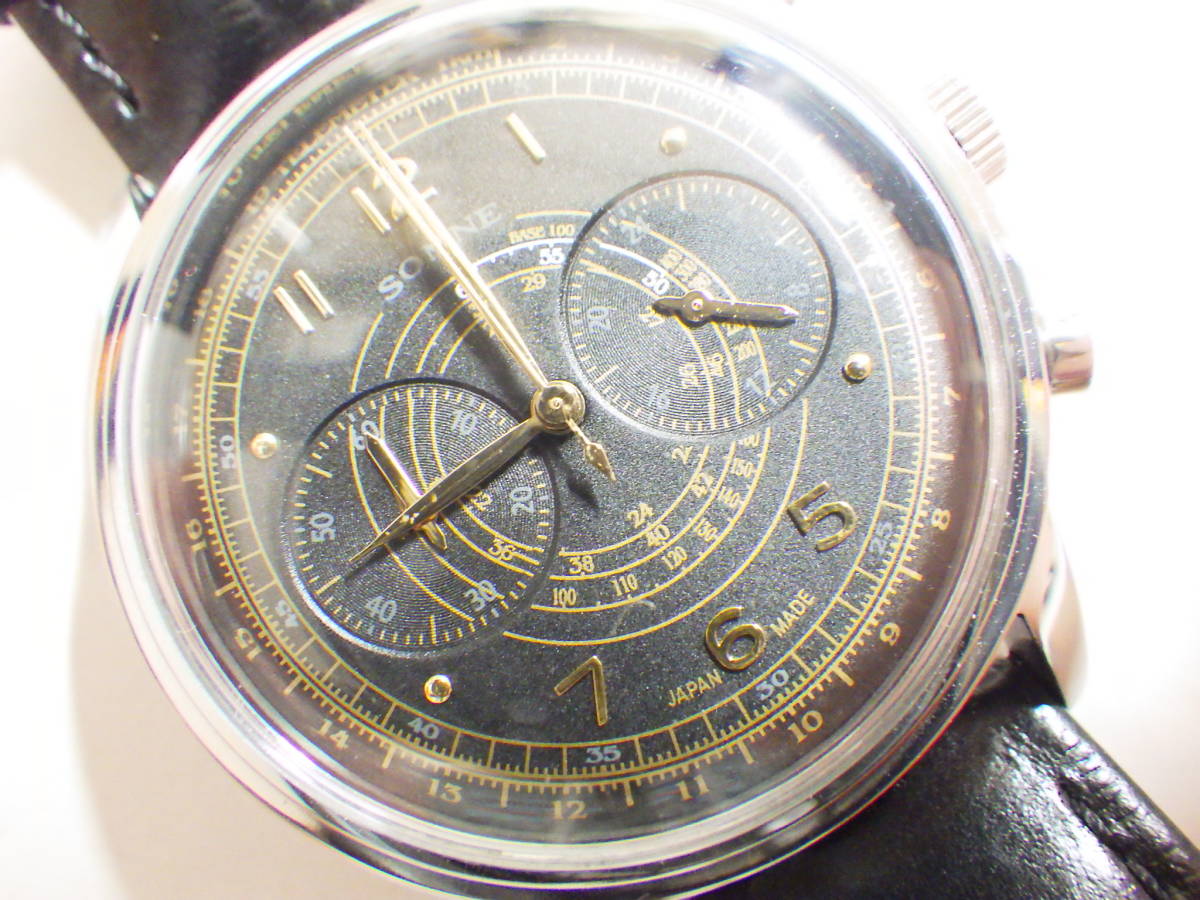 SONNEゾンネ クロノグラフ メンズ腕時計 HI001BK #258