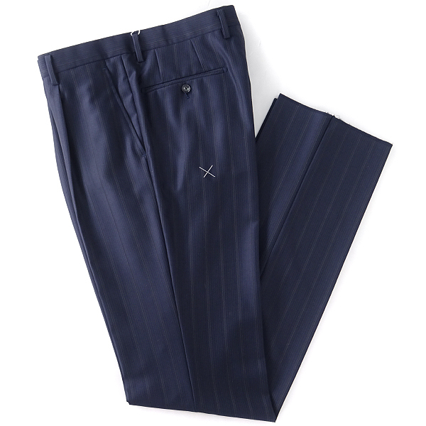 新品 サビルロウ DORMEUIL ピンストライプ ウール スーツ A6(L) 紺