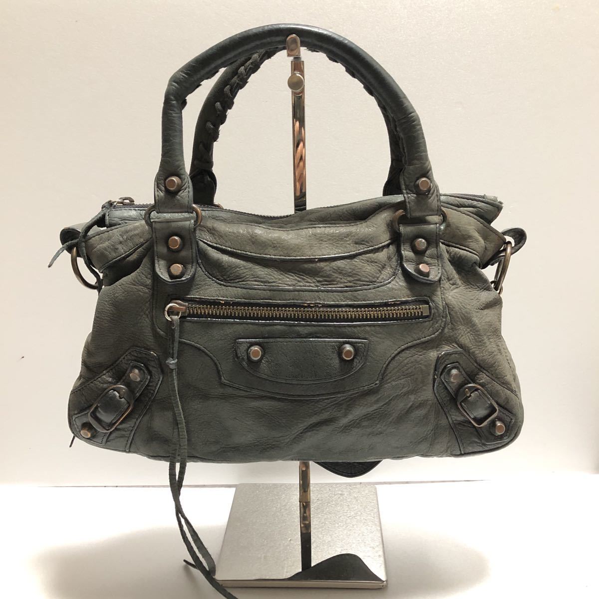 ◯ バレンシアガ グレー ハンドバッグ ショルダーバッグ 2WAY ◇⬜︎ バレンシアガ BALENCIAGA 2WAYバッグ シティ ショルダーバッグ