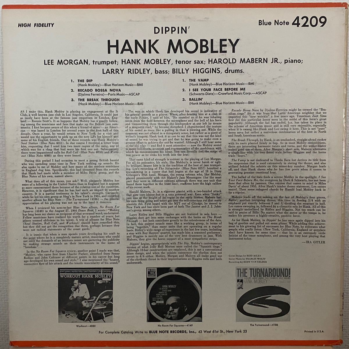 オリジナル盤 MONO 美品】凄音 ハンク・モブレー HANK MOBLEY 