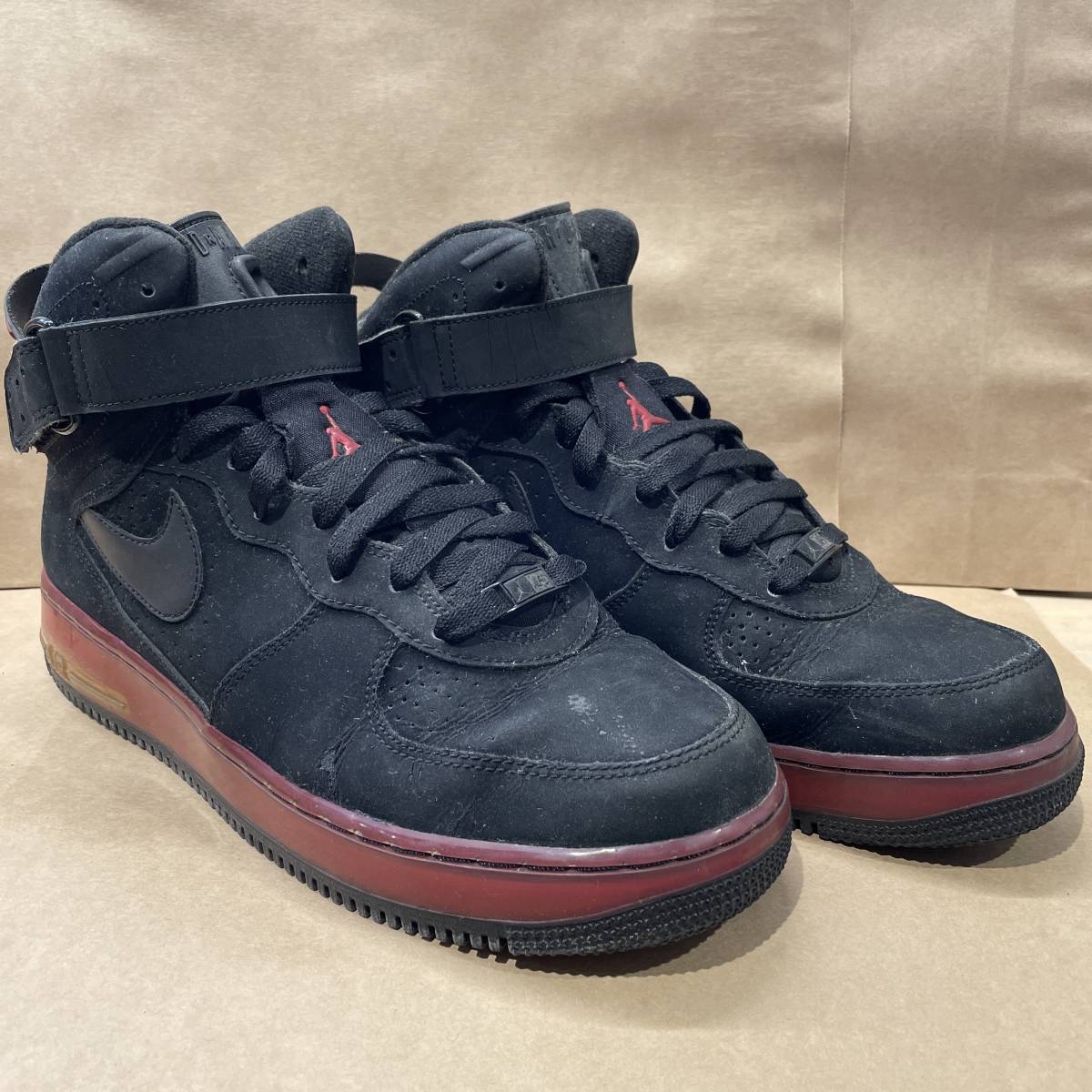 劣化有】 US10 28cm NIKE AIR JORDAN FUSION 6 343064-062 BLACK/RED 