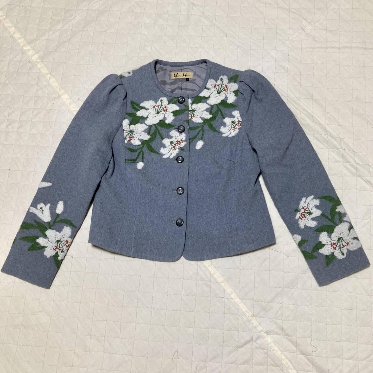 花模様刺繍 ノーカラージャケット コムデギャルソン 総刺繍 ノーカラー