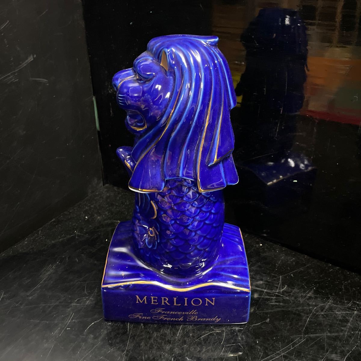 マーライオン MERLION 古酒 青 陶器 置物 ボトルのみ オブジェ 格安