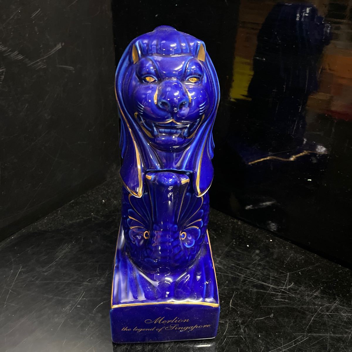 マーライオン MERLION 古酒 青 陶器 置物 ボトルのみ オブジェ 格安