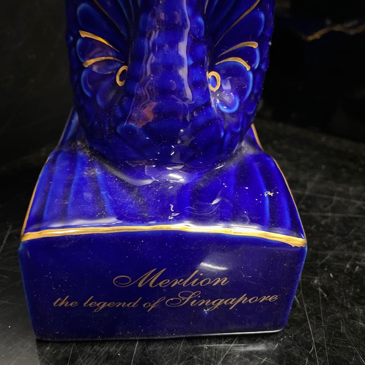 マーライオン MERLION 古酒 青 陶器 置物 ボトルのみ オブジェ 格安