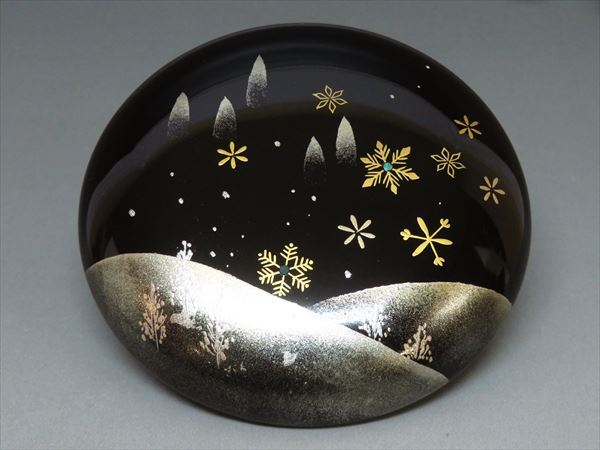 ◇◇宮田宗景 雪月花蒔絵 金輪寺茶器 絵変り蓋三種 越前漆器 高7.2cm
