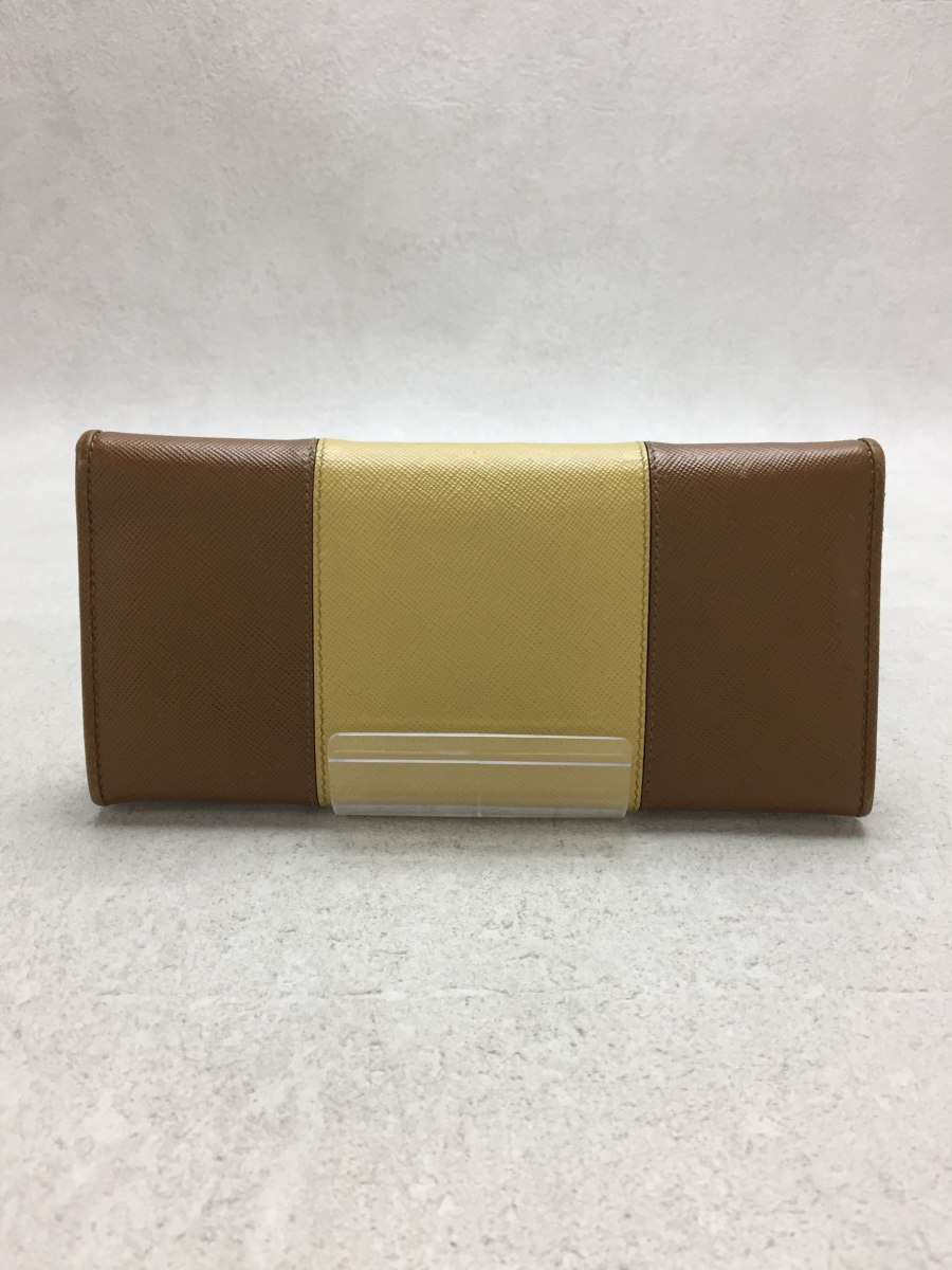 PRADA◇SAFFIANO/長財布/ロングウォレット/レザー/バイカラー/イエロー 