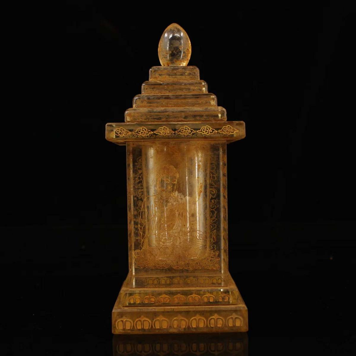 古寺地宮出 古水晶彫 釋迦牟尼仏 流金 文案 仏教古美術 水晶彫の丹心窯