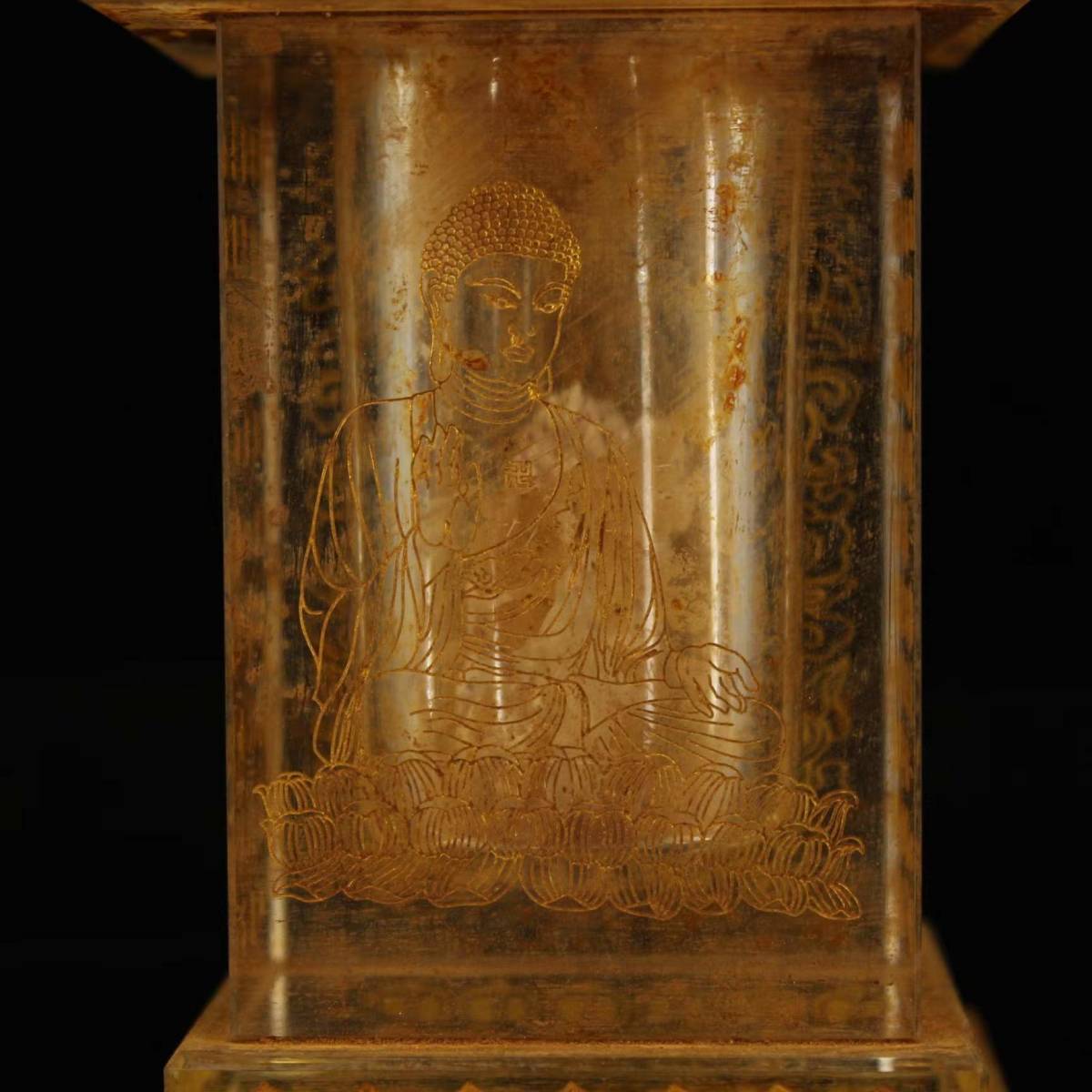 古寺地宮出 古水晶彫 釋迦牟尼仏 流金 文案 仏教古美術 水晶彫の丹心窯