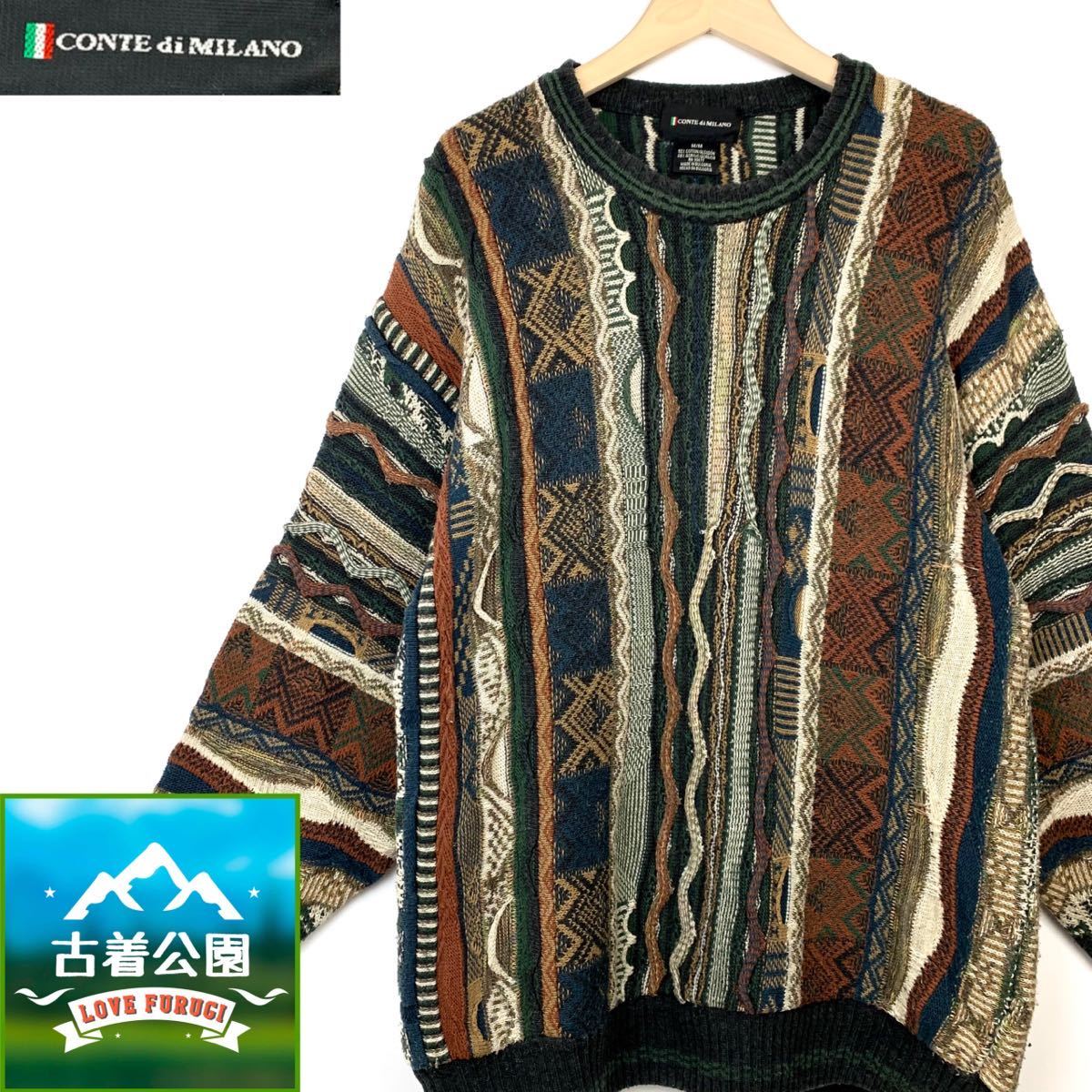 即決☆サイズM☆CONTE di MILANO☆ブルガリア製3Dニットセーター COOGI 