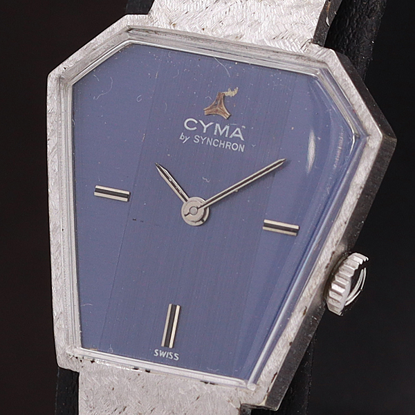 1円☆アンティーク◎稼働【CYMA/シーマ bySYNCHRON】手巻き ブルー系