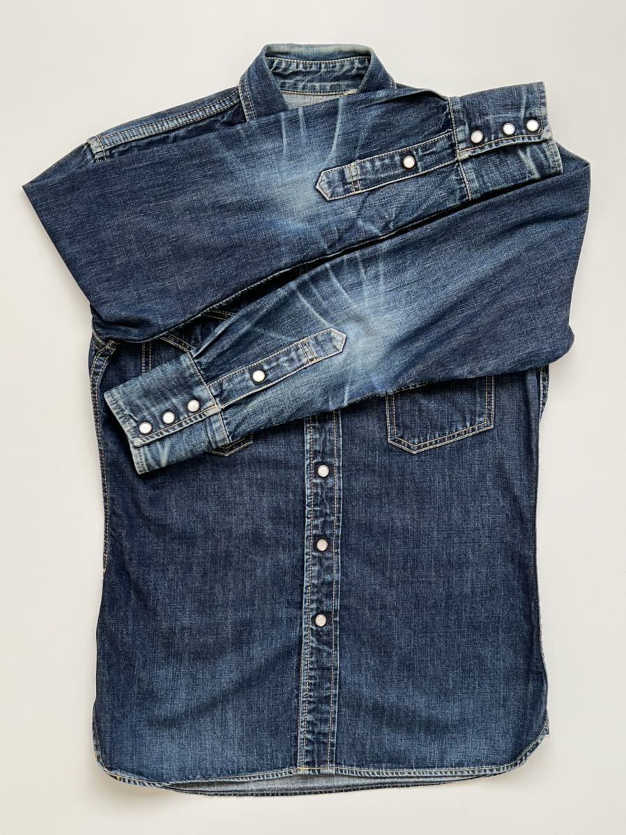 Flat Head 7001W-SP1デニムウエスタンシャツ 38 鬼ヒゲ☆FLAT HEAD チェーン刺繍 7001 デニム ウエスタンシャツ 38