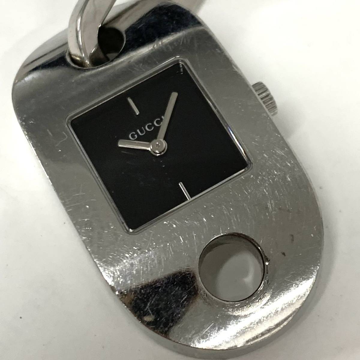 難あり】グッチ GUCCI QZ 6155L 黒文字盤 レディース腕時計 ブレス