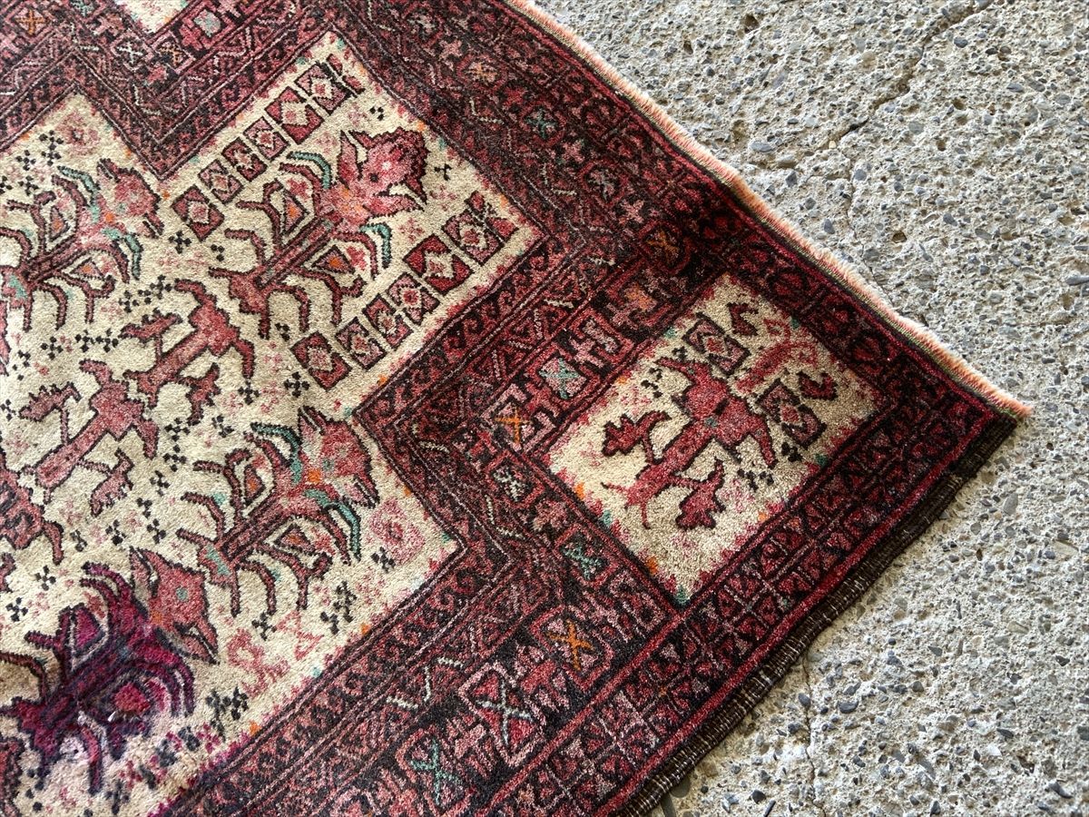 ペルシャ絨毯 ヴィンテージラグ 147×100cm 手織り オールドpersia