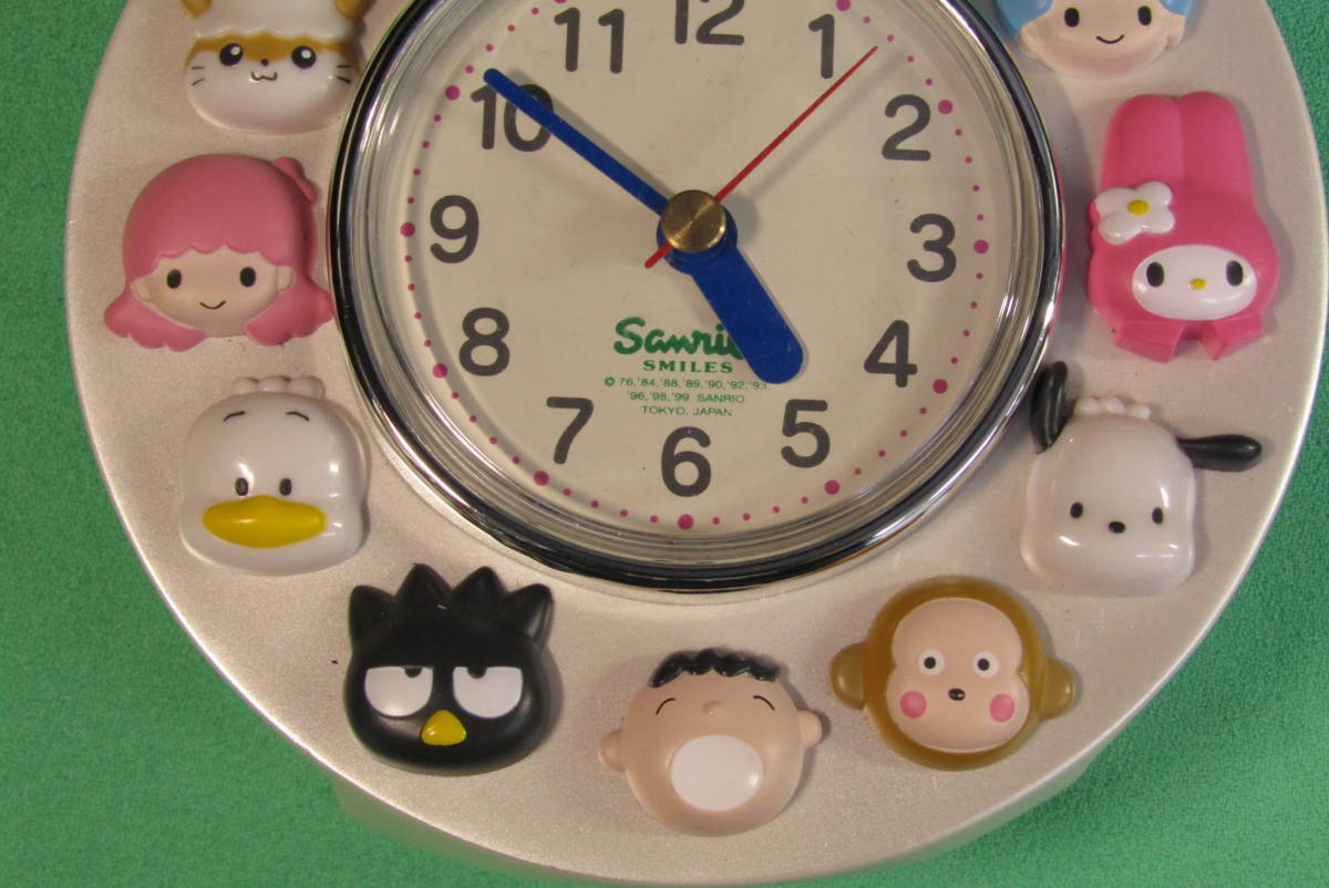 サンリオ キャラクターレリーフクロック 置き時計 8439 レア！非売品 動作品 Sanrio Smiles サンリオ キャラクター