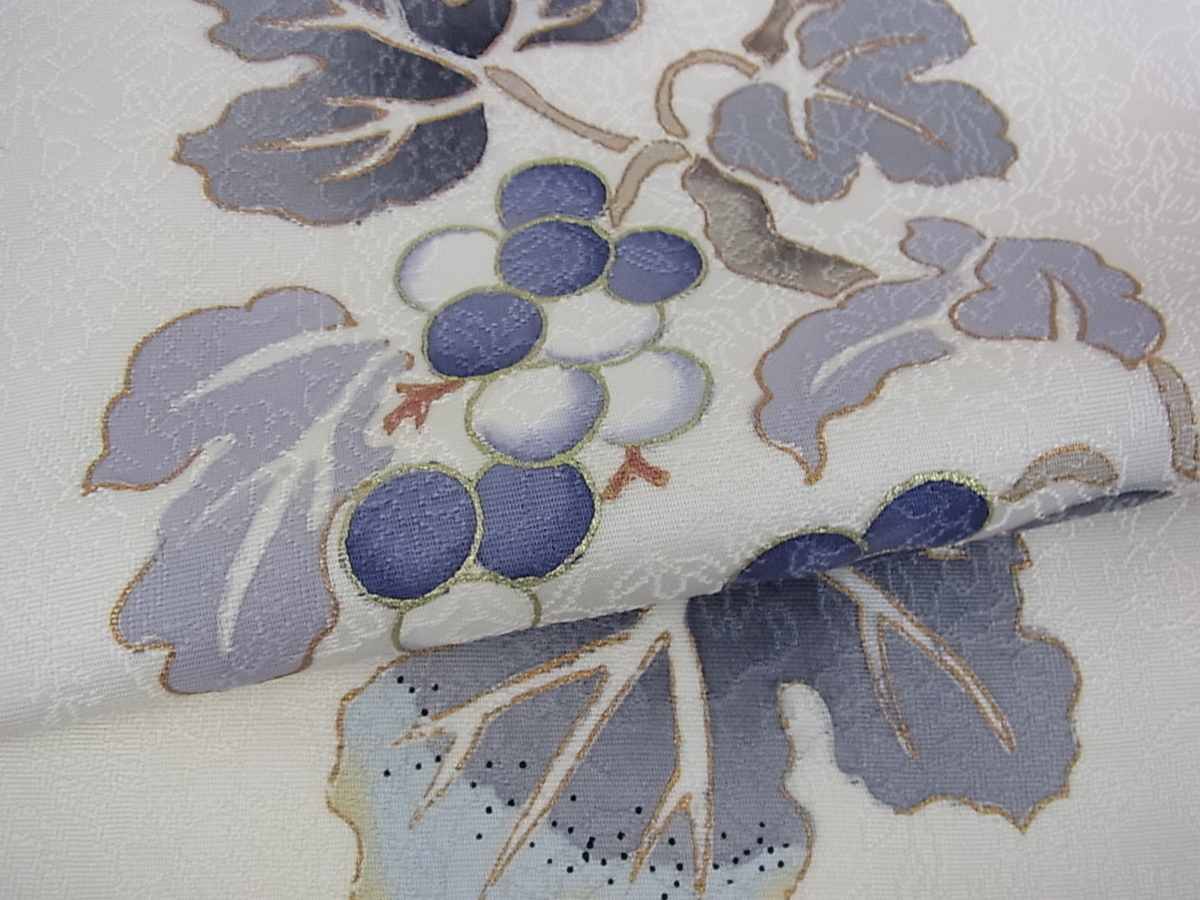 花美人□六通柄袋帯 葡萄枝葉文 金銀糸 逸品 az0358 逸品 唐織