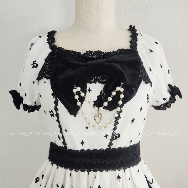 BABY THE STARS SHINE BRIGHT アリス柄 フロッキー ワンピース 白黒M  