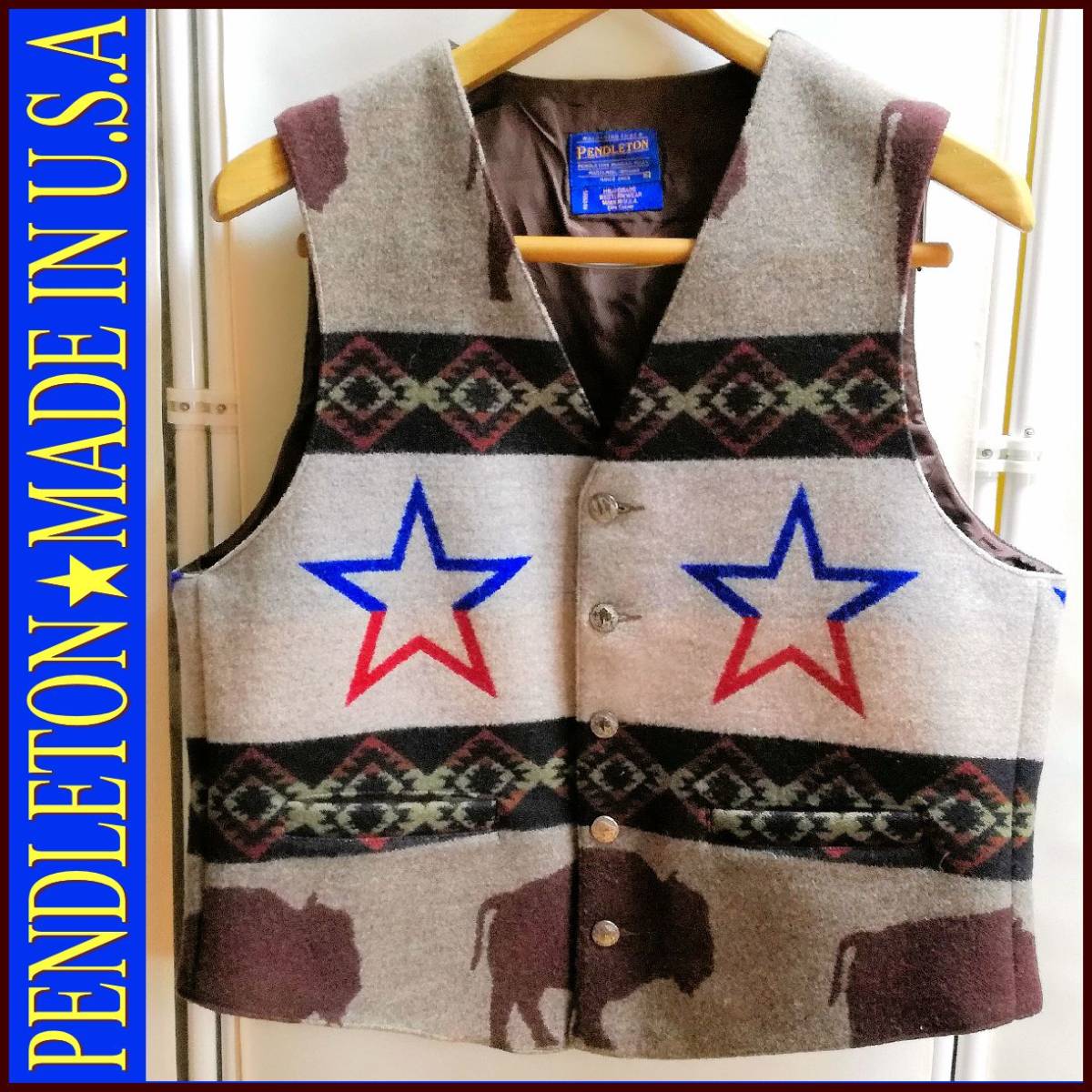 90s PENDLETON ペンドルトン USA アメリカ バッファロー 星 スター 