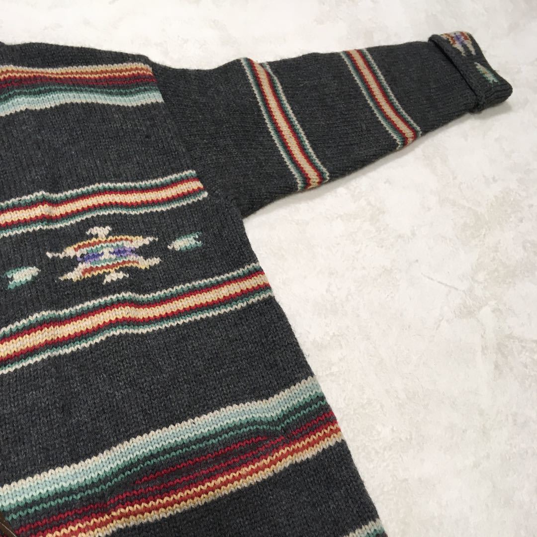 80s ラルフローレン　オルテガ　ネイティブ　カーディガン　ガウン　藤原裕着用 藤原裕着ラルフローレン ネイティブ ネイティヴ ハンドニット