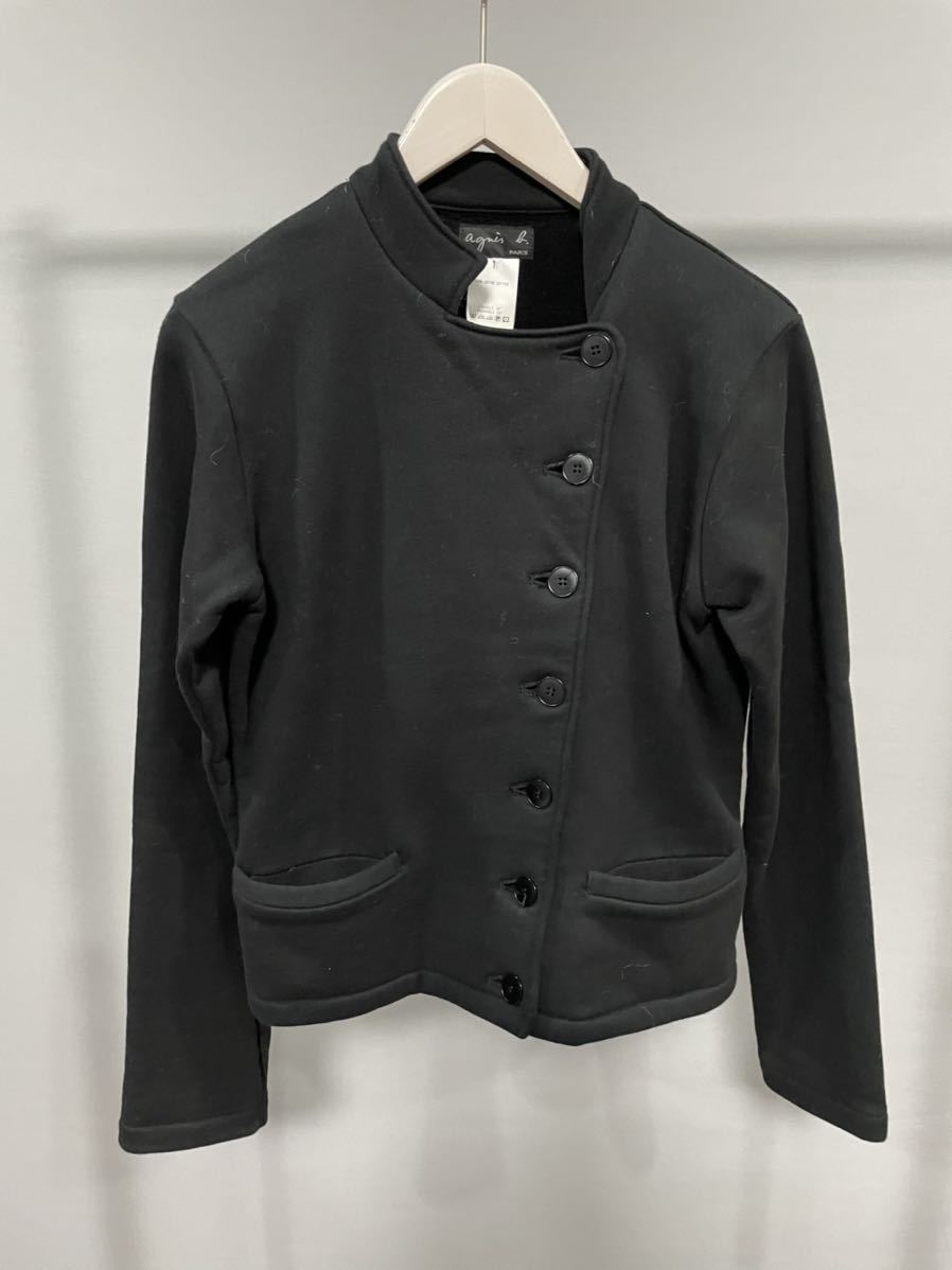 美品アニエスベーagnes b. 裏フリースジャケットトップスブラック