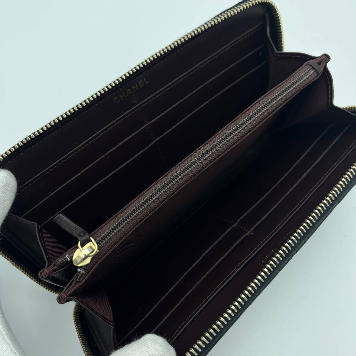美品 シャネル 2015年製 キャビアスキン マトラッセ ラウンド 