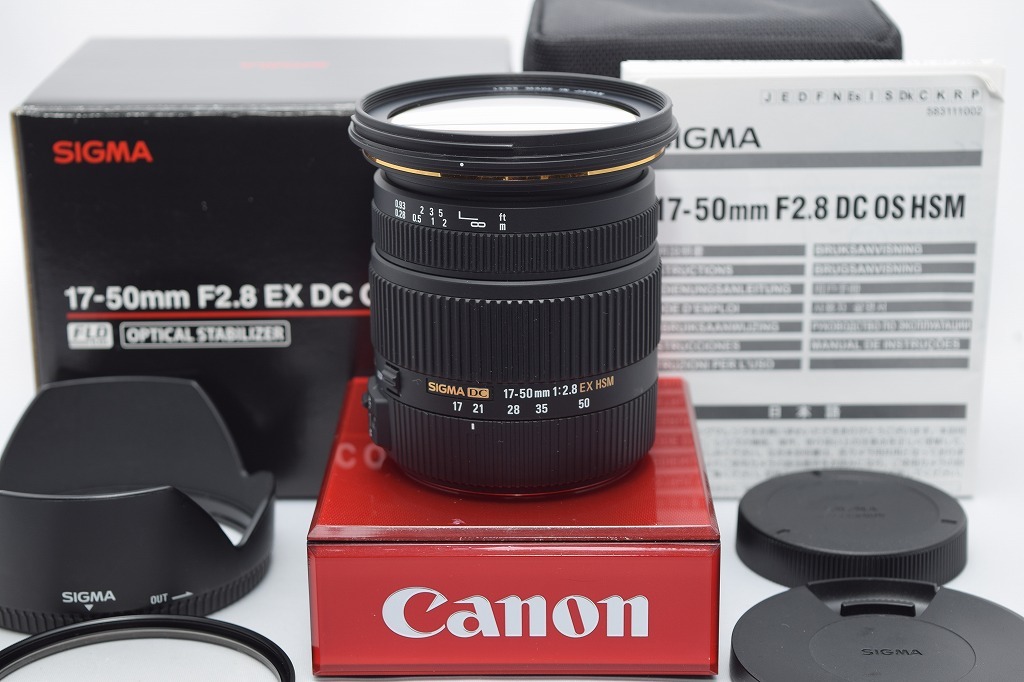 大人気，大得価 良品 SIGMA シグマ 17-50mm F2.8 EX DC OS HSM Canon キヤノン用 元箱付(キヤノン)｜売買されたオークション情報、yahooの商品情報をアーカイブ公開 - オークファン キヤノン