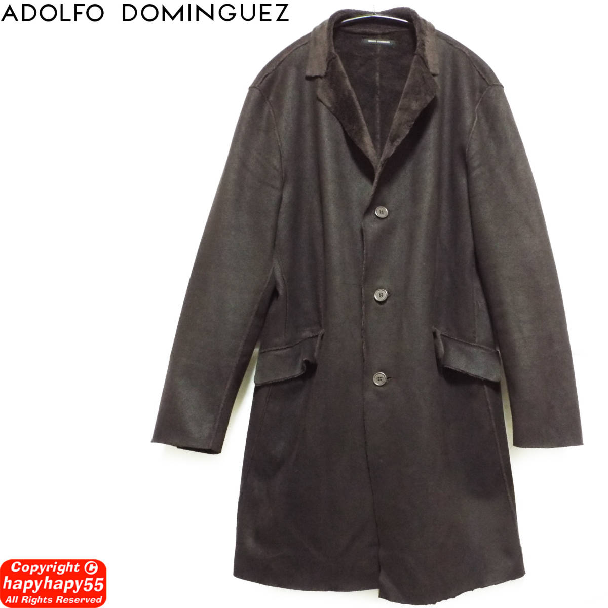 □ADOLFO DOMINGUEZ フェイクムートンコート◇アドルフォドミンゲス 