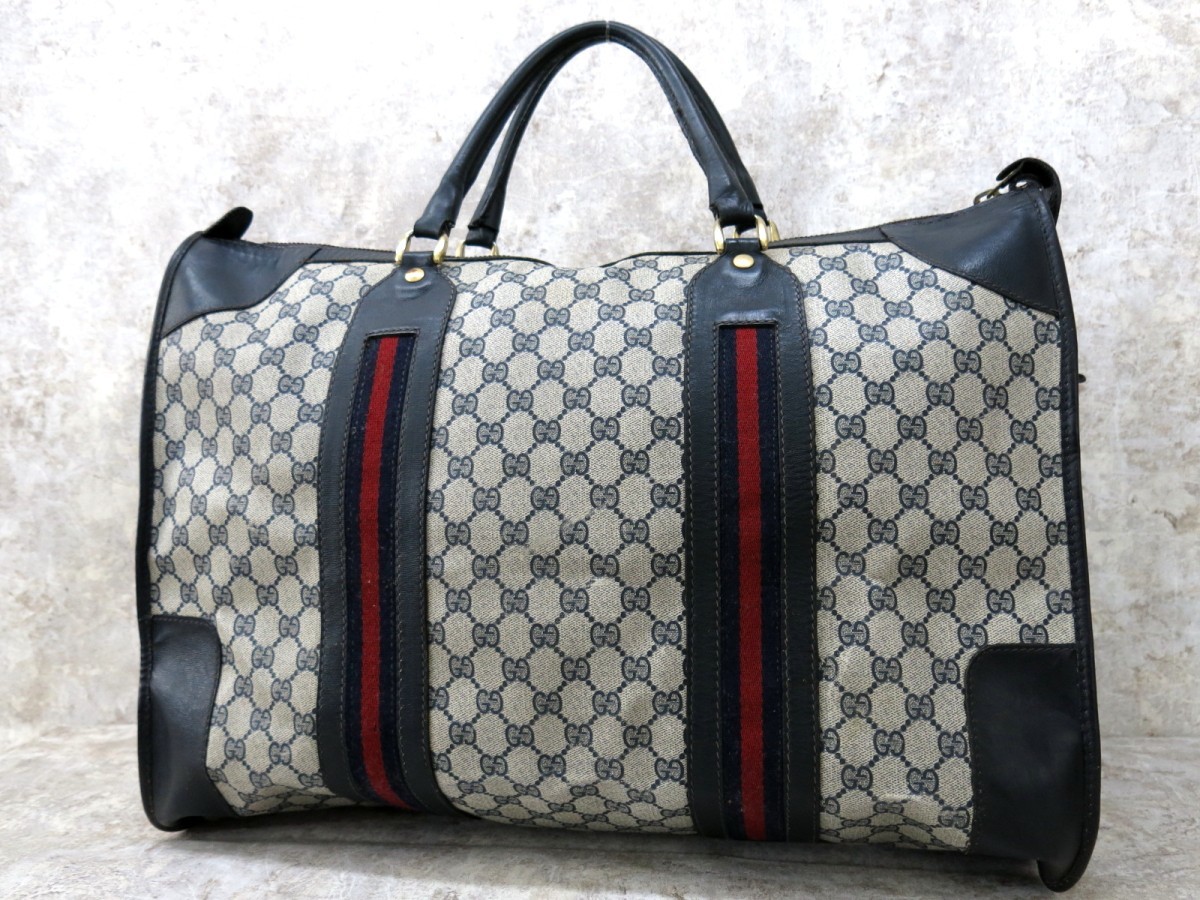 GUCCI GGスプリーム ガーメントバッグ　ボストンバッグ　オールドグッチ □GUCCI オールド グッチ□メンズ□シェリー□GGスプリーム□PVC