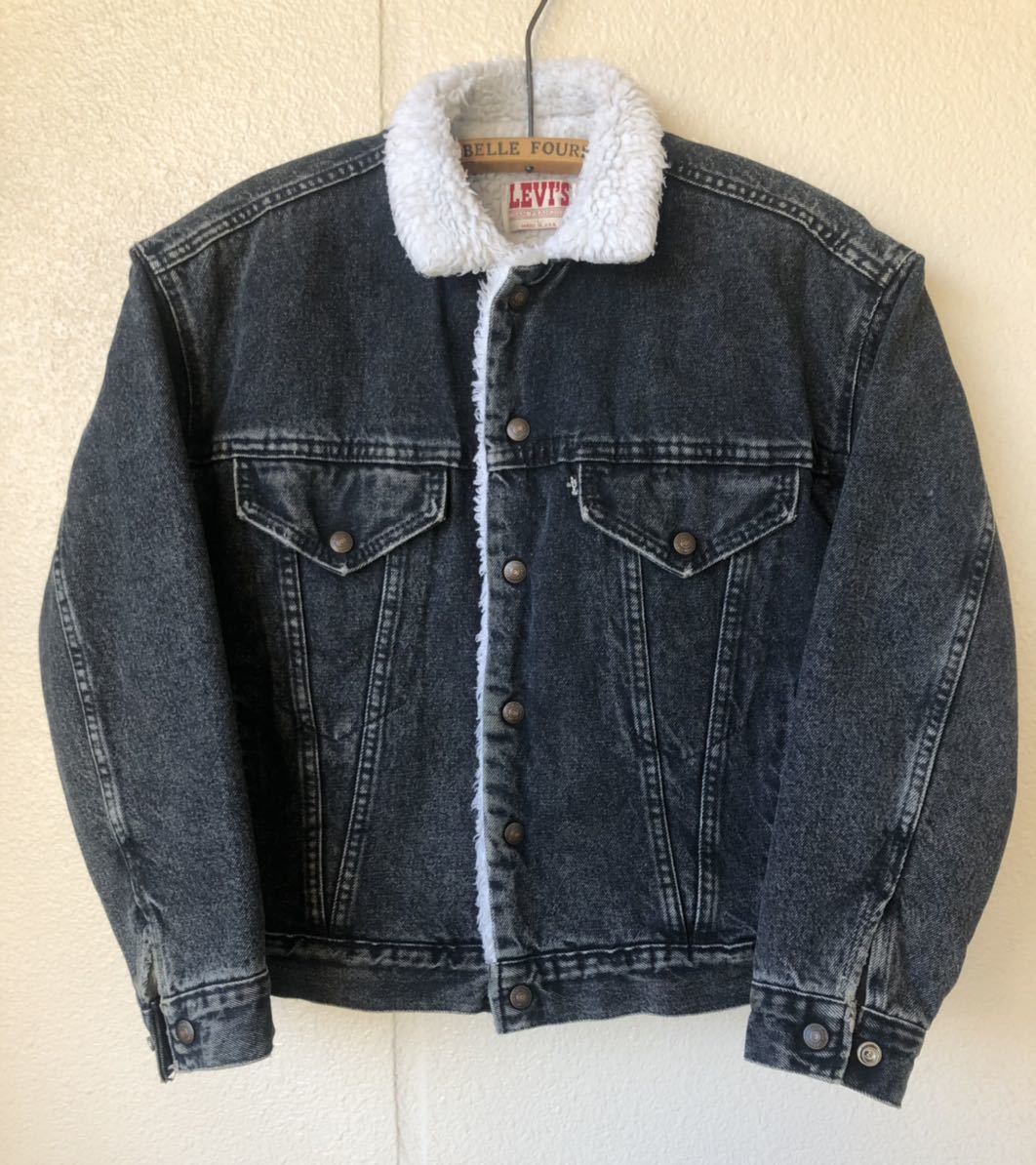 希少 先染め 黒 80sビンテージ LEVIS 70608 ブラックデニム ボア 