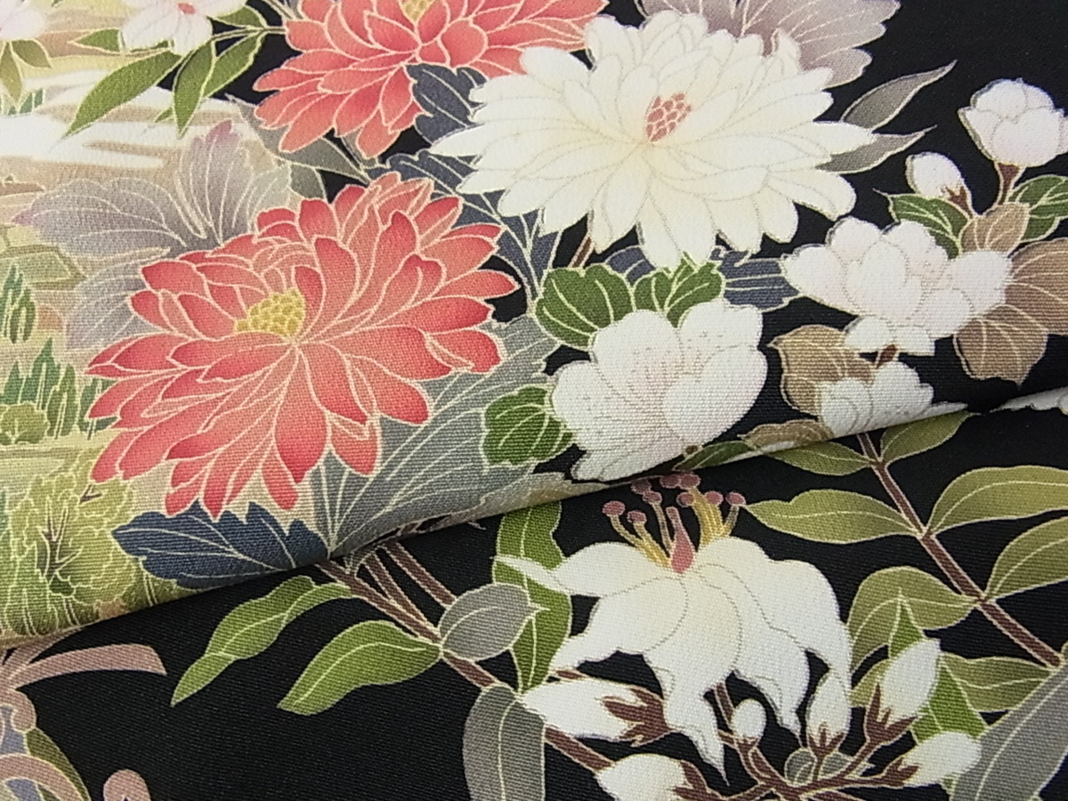 作家物 暈し染め 友禅 平和屋着物□豪華黒留袖 童子 籬枝花文 蘇州刺繍 