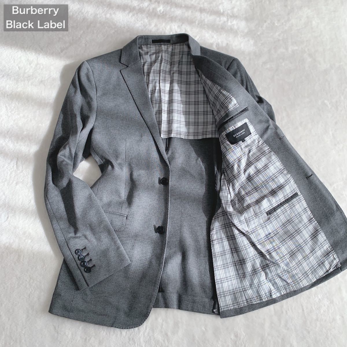 HOT，新作登場 極 1円 バーバリーブラックレーベル 溢れる高級感 ノバチェック Lサイズ Burberry Black Label グレー テーラードジャケット(Lサイズ)｜売買されたオークション情報、yahooの商品情報をアーカイブ Lサイズ