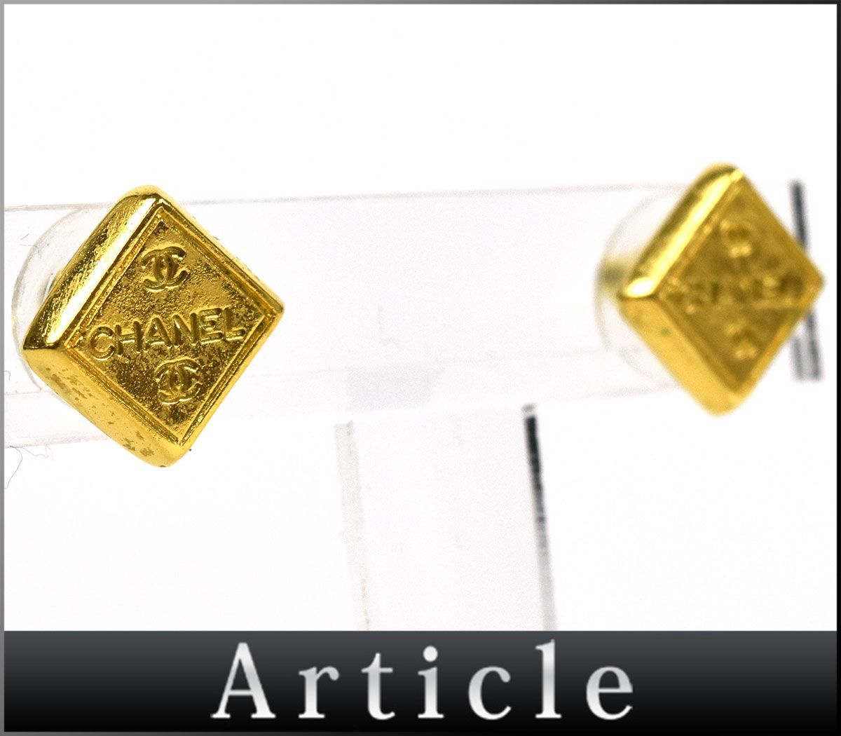 116742☆ CHANEL シャネル ピアス 耳飾り アクセサリー スクエア型 