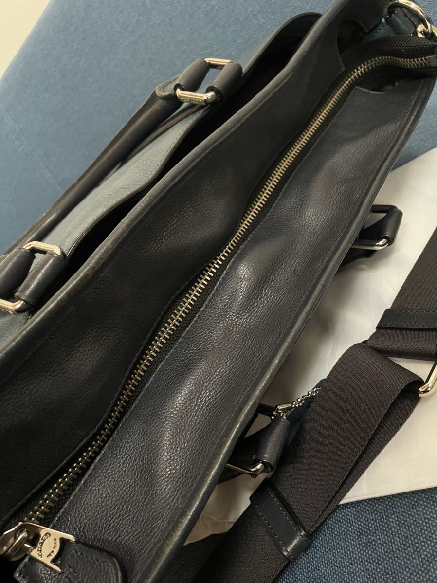 COACH レザートートバッグ ビジネスバッグ メンズコーチ ネイビー