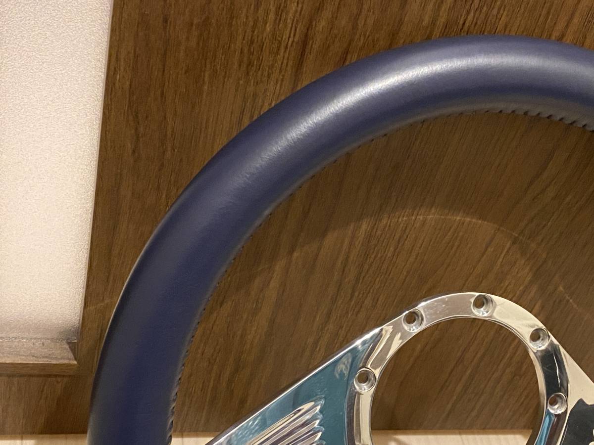 美品】BOYDS ガルウイング ビレット ステアリング ネイビーブルー  