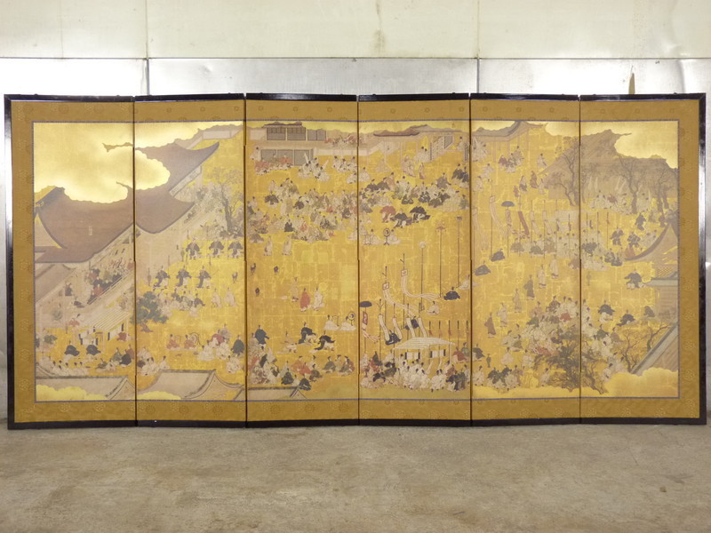 都屋】7 ネルソン・アトキンス美術館蔵「御即位式図 屏風」複製画 高さ 