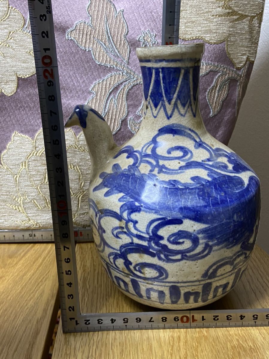 李朝 染付け 徳利 花瓶 水注 面倒
