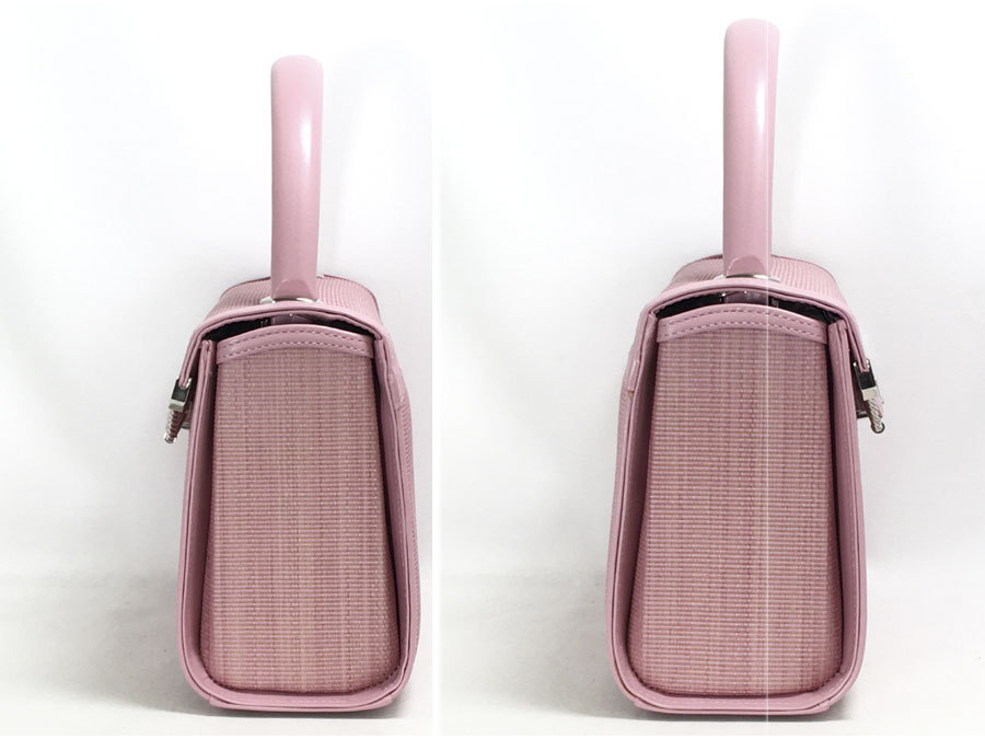 未使用 COMTESSE ハンドバッグ ピンク系 ホースヘア コンテス COMTESSE コンテス ホースヘアー×レザー ハンドバッグ ピンク系 カード