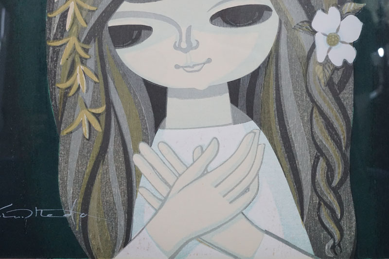 A95◇真作 【池田修三】 木版画 「花の冠」 ED:5/200 直筆サイン 1976 