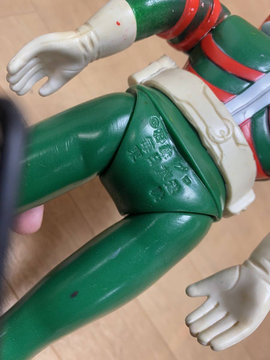 当時物 仮面ライダーV3 約30cm 面取れ マスク ソフビ フィギュア 旧 