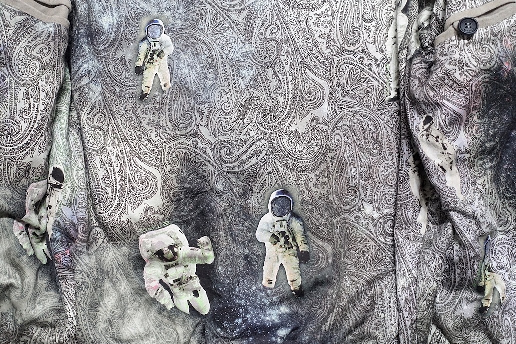 17AW 良品 ETRO エトロ 宇宙飛行士 & ペイズリー柄裏地 最高級 ゴート 
