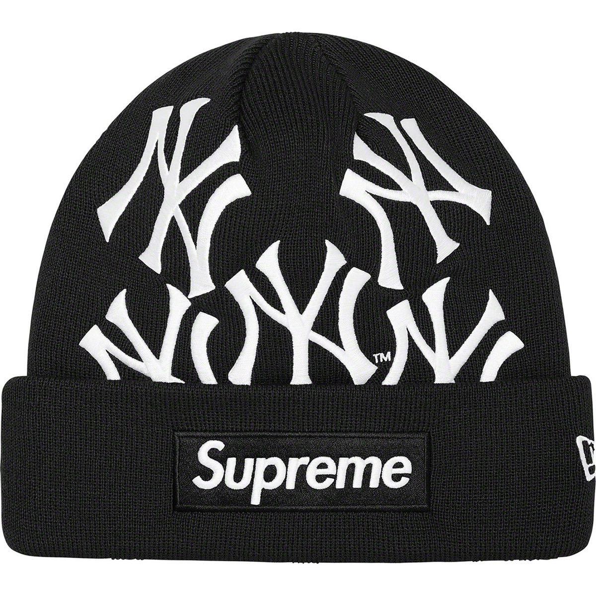 送料無料 黒 Supreme Yankees New Era Box Logo Beanie Black シュプリーム ヤンキース ニューエラ ボックスロゴ ビーニー ニット帽 新品