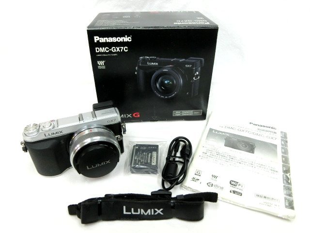 LUMIX パナソニック Panasonic ホワイト ボディ 中古品 ■ Panasonic パナソニック LUMIX ルミックス Wi-Fi対応 デジタル一眼カメラ DMC-GX7C / レンズ H-H020A 日本製 ■