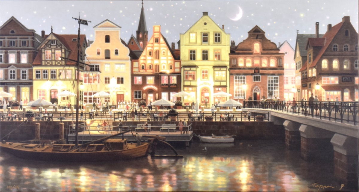 笹倉鉄平 リューネブルク キャンバスにジクレ Ed 195 光の情景画家 圧巻の夜景 眩しくも詩情溢れる傑作 その他 売買されたオークション情報 Yahooの商品情報をアーカイブ公開 オークファン Aucfan Com