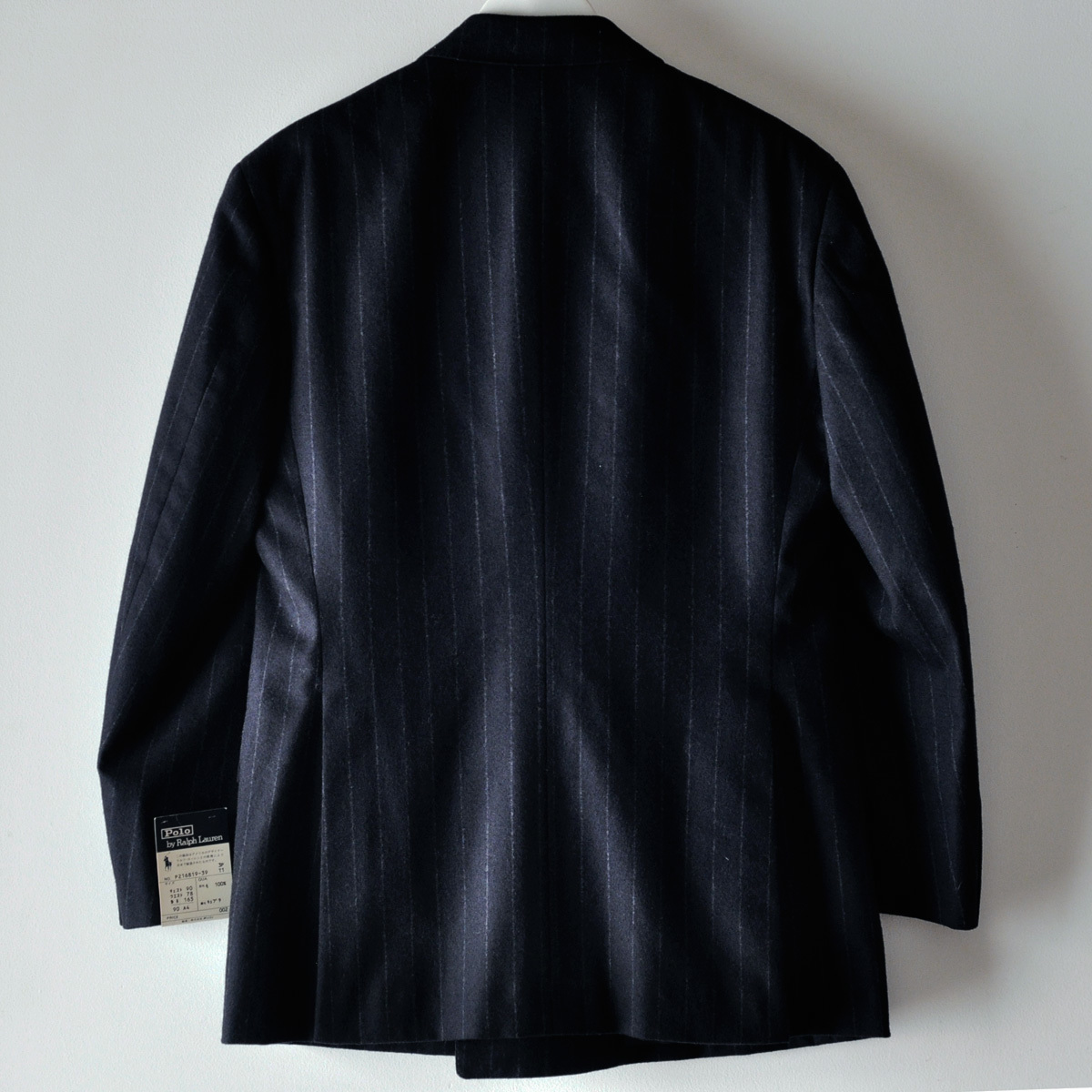 希少新品 80s Polo Ralph Lauren 3ピース ストライプ ウール スーツ 紺 